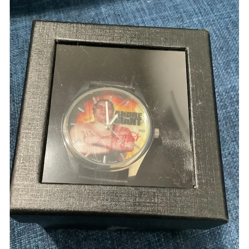 WWE Andre The Giant Watch Men's Size Black Leather Band Game Time New